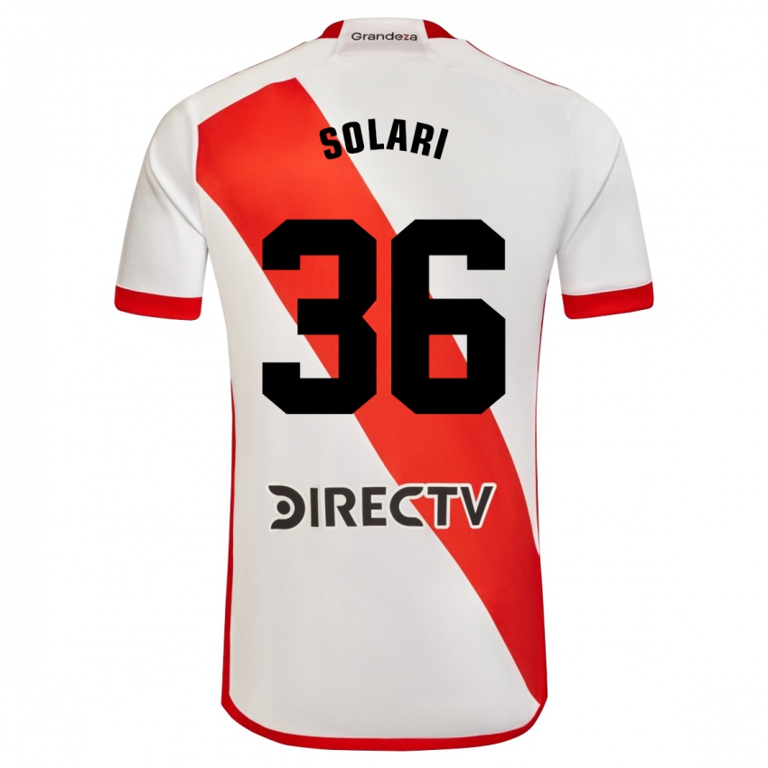 Niño Camiseta Pablo Solari #36 Blanco Rojo 1ª Equipación 2024/25 La Camisa