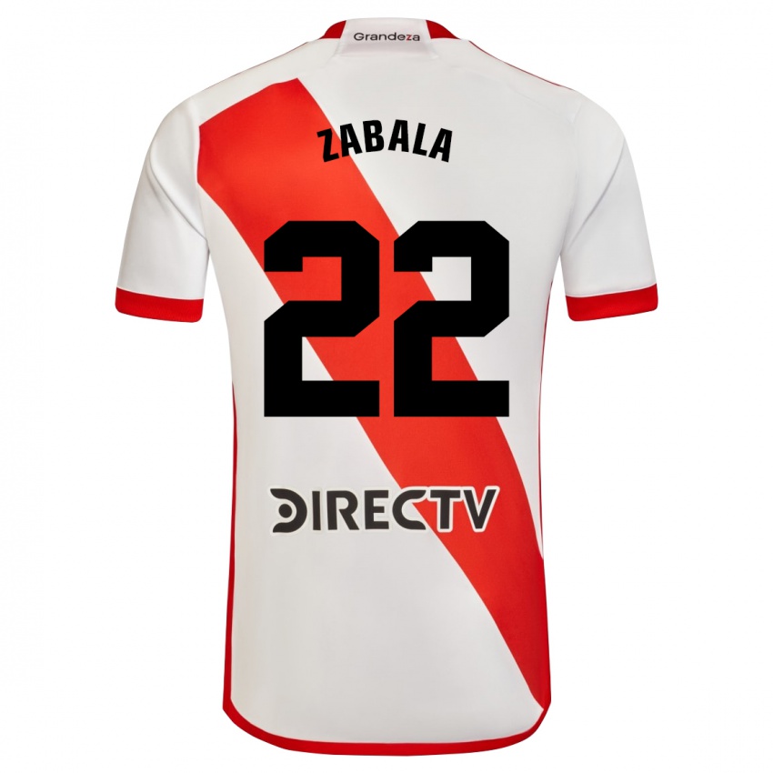 Niño Camiseta Daniel Zabala #22 Blanco Rojo 1ª Equipación 2024/25 La Camisa