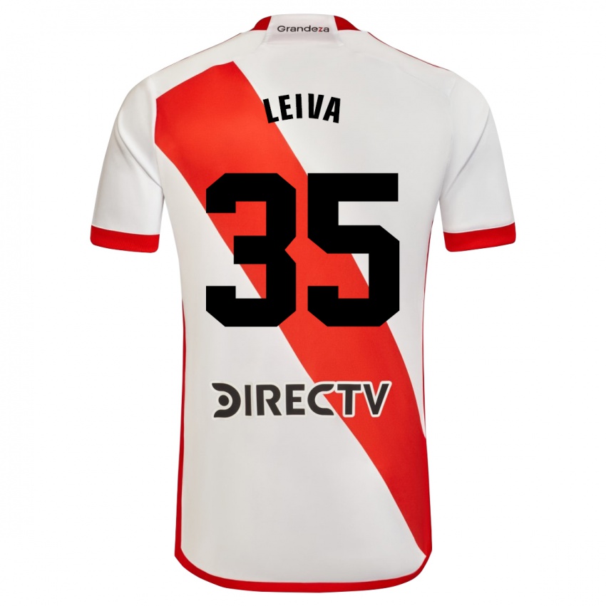 Niño Camiseta Tobías Leiva #35 Blanco Rojo 1ª Equipación 2024/25 La Camisa