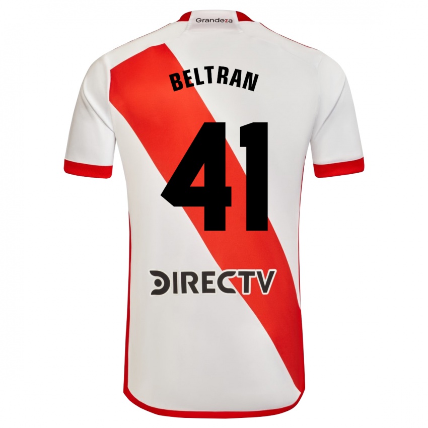 Niño Camiseta Santiago Beltrán #41 Blanco Rojo 1ª Equipación 2024/25 La Camisa