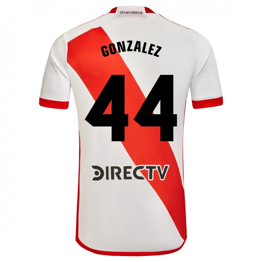 Niño Camiseta Alexis González #44 Blanco Rojo 1ª Equipación 2024/25 La Camisa