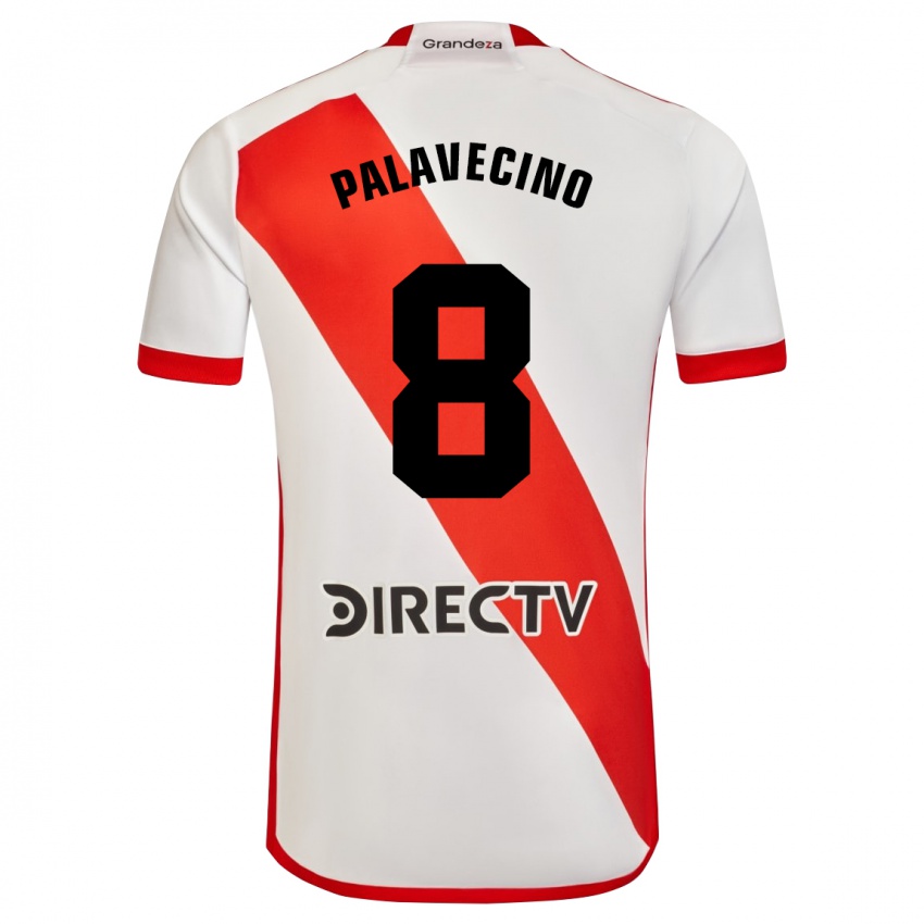 Niño Camiseta Agustin Palavecino #8 Blanco Rojo 1ª Equipación 2024/25 La Camisa