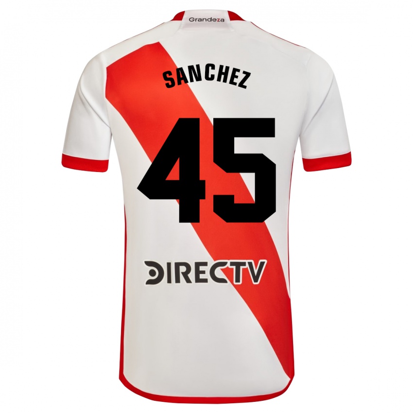 Niño Camiseta Sebastián Sánchez #45 Blanco Rojo 1ª Equipación 2024/25 La Camisa