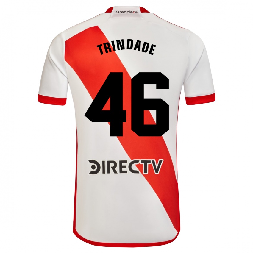 Niño Camiseta Gonzalo Trindade #46 Blanco Rojo 1ª Equipación 2024/25 La Camisa