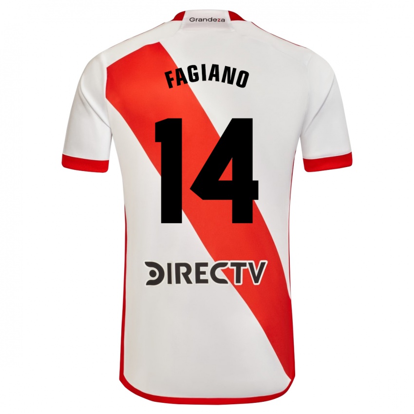 Niño Camiseta Paloma Fagiano #14 Blanco Rojo 1ª Equipación 2024/25 La Camisa