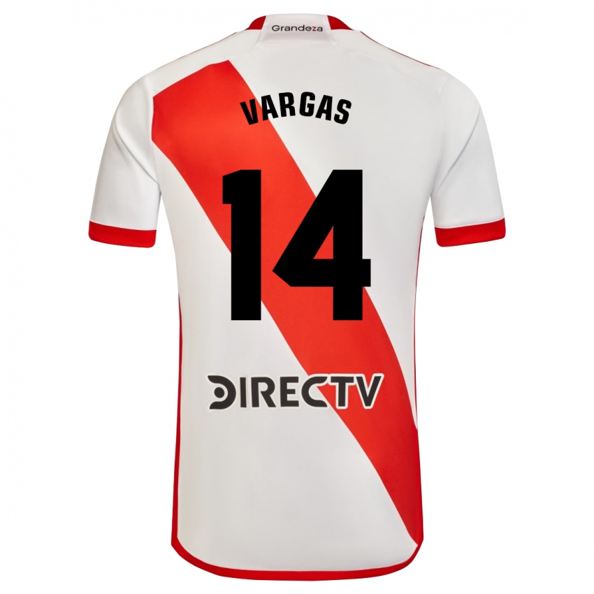 Niño Camiseta Agustina Vargas #14 Blanco Rojo 1ª Equipación 2024/25 La Camisa