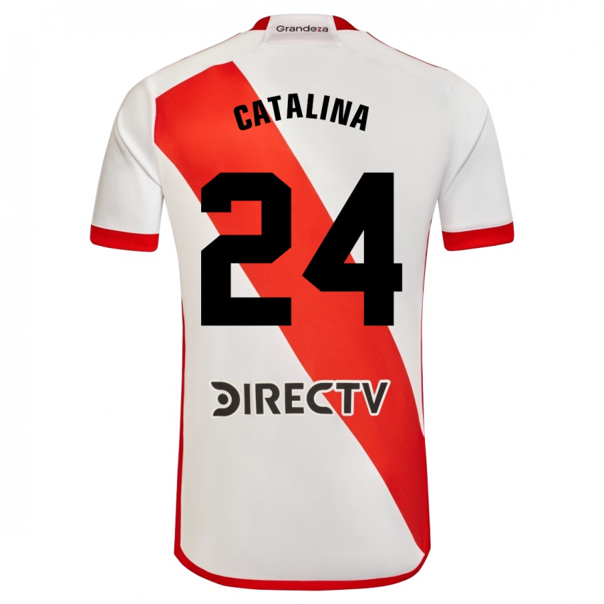 Niño Camiseta Catalina Julia Primo #24 Blanco Rojo 1ª Equipación 2024/25 La Camisa