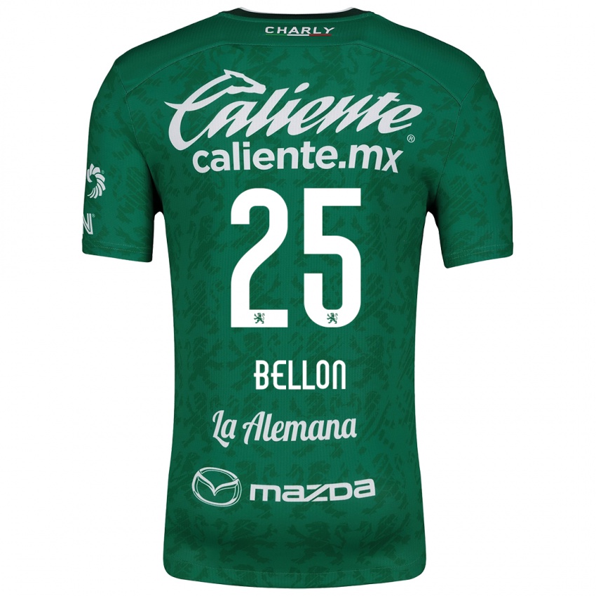 Niño Camiseta Paul Bellón #25 Verde Blanco 1ª Equipación 2024/25 La Camisa