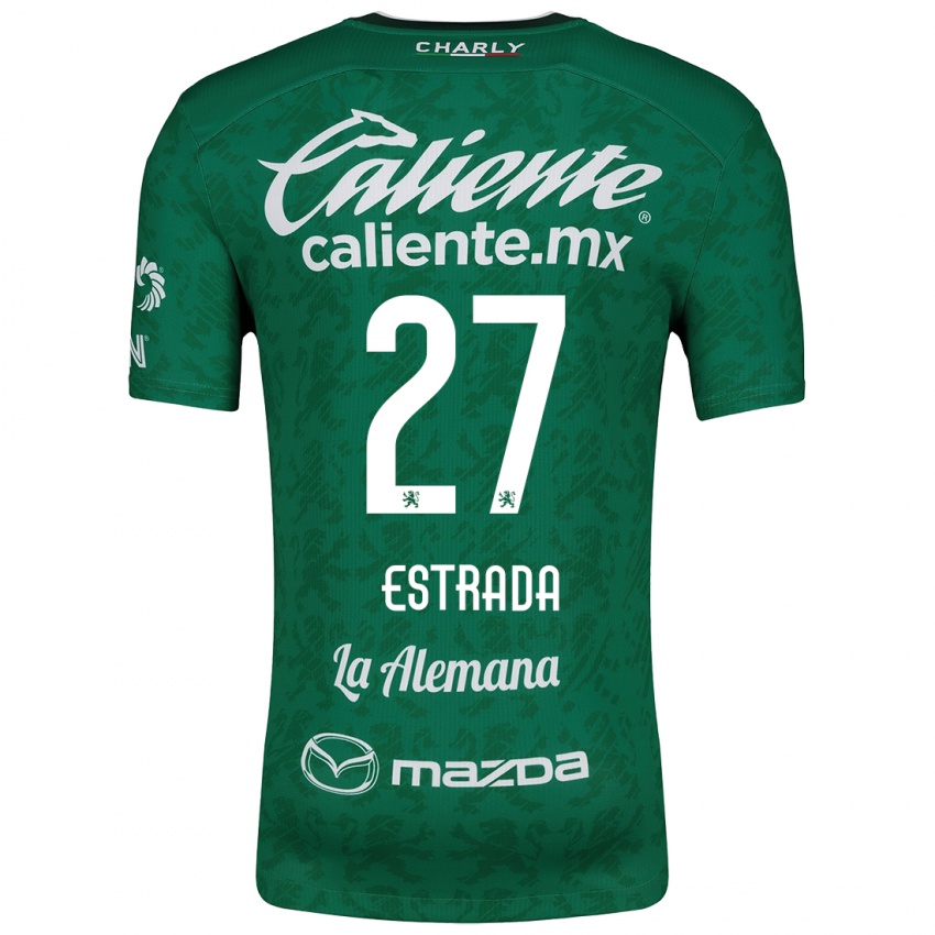 Niño Camiseta Ángel Estrada #27 Verde Blanco 1ª Equipación 2024/25 La Camisa