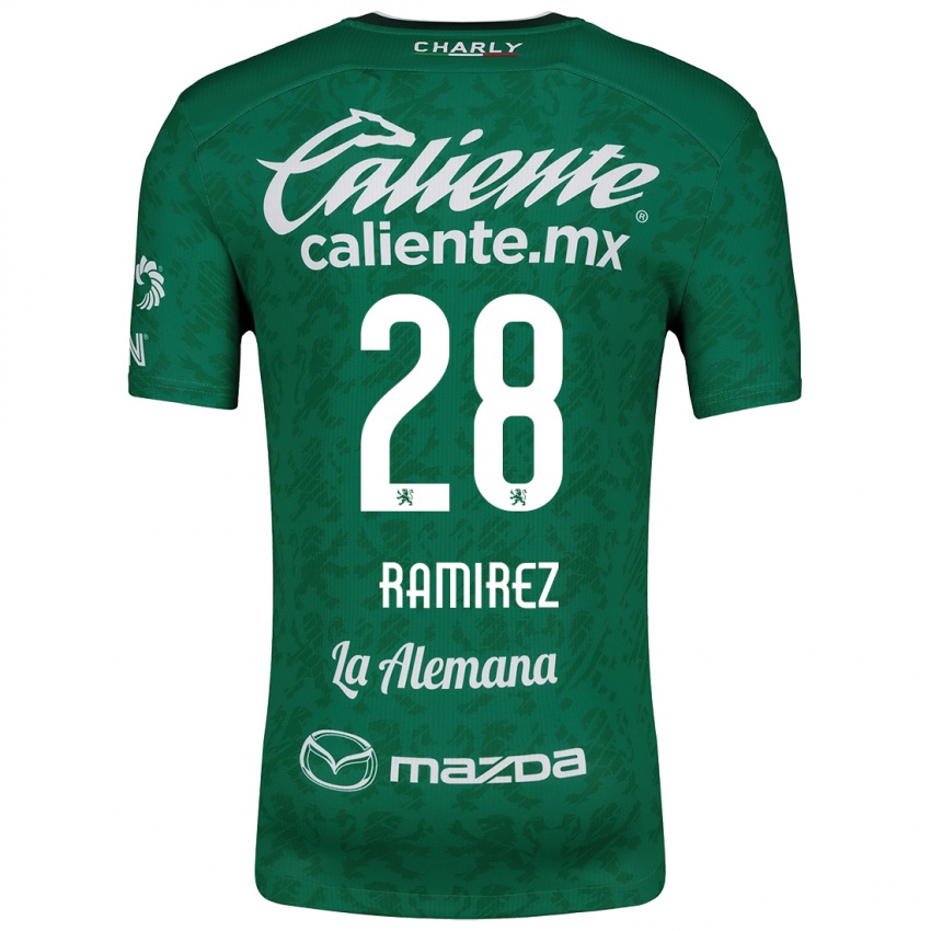 Niño Camiseta David Ramírez #28 Verde Blanco 1ª Equipación 2024/25 La Camisa