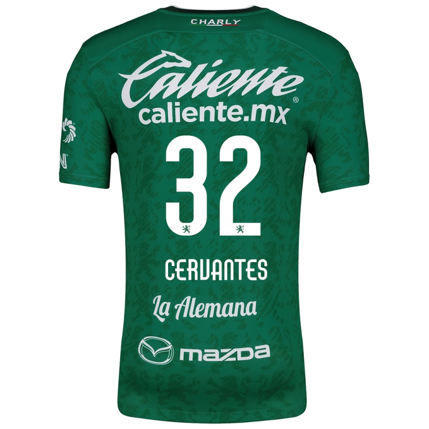 Niño Camiseta Luis Cervantes #32 Verde Blanco 1ª Equipación 2024/25 La Camisa