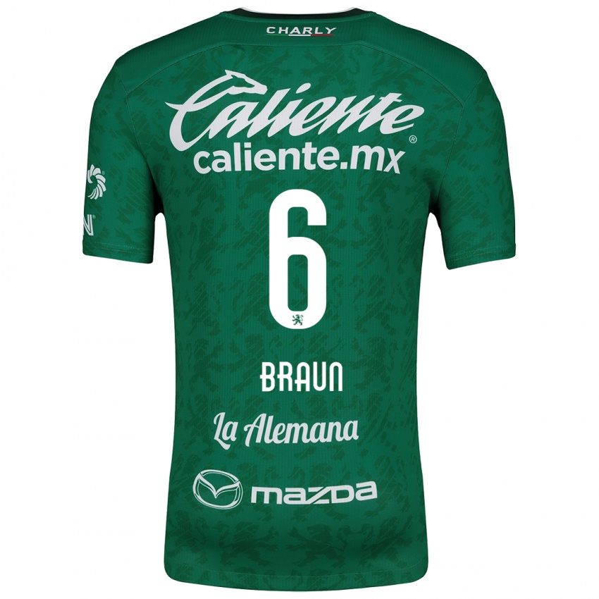 Niño Camiseta Sophia Braun #6 Verde Blanco 1ª Equipación 2024/25 La Camisa