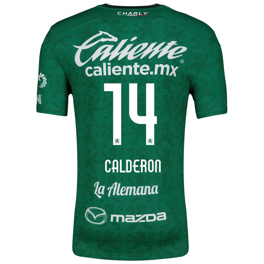 Niño Camiseta Daniela Calderón #14 Verde Blanco 1ª Equipación 2024/25 La Camisa