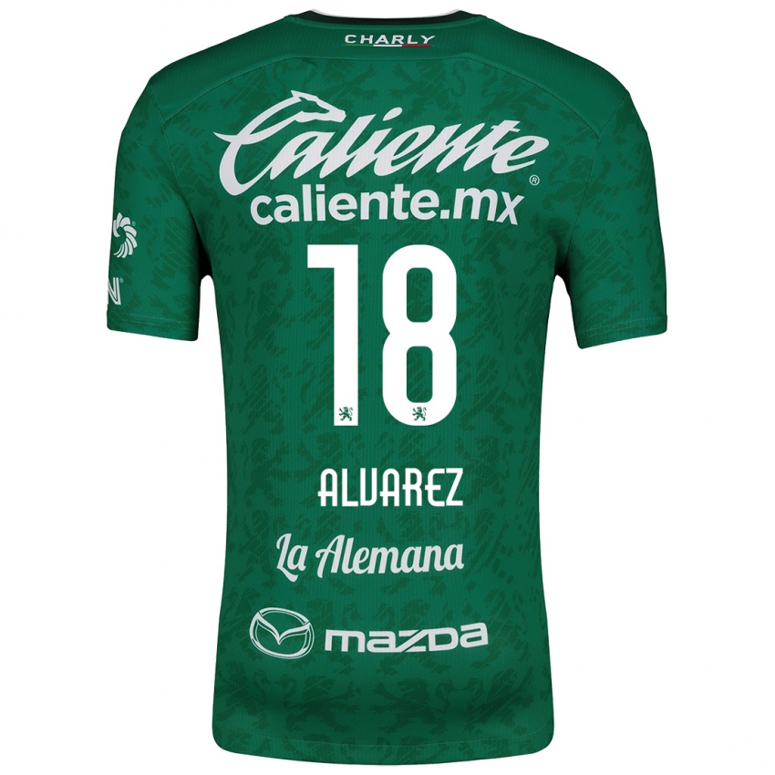 Niño Camiseta Yazmin Álvarez #18 Verde Blanco 1ª Equipación 2024/25 La Camisa