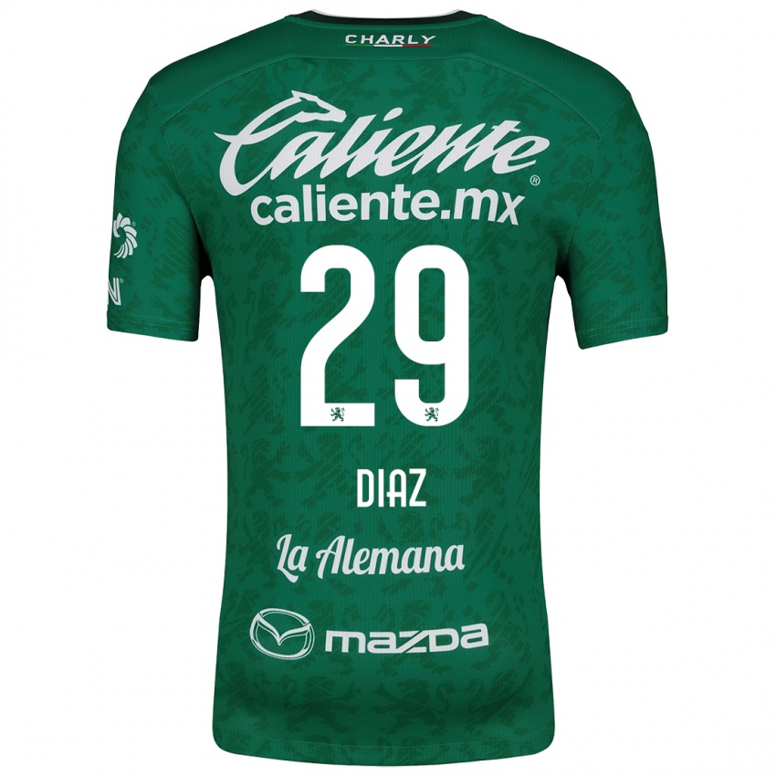 Niño Camiseta Kenia Díaz #29 Verde Blanco 1ª Equipación 2024/25 La Camisa