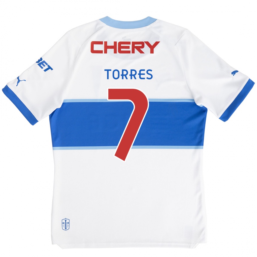 Niño Camiseta Joaquín Torres #7 Blanco Azul 1ª Equipación 2024/25 La Camisa