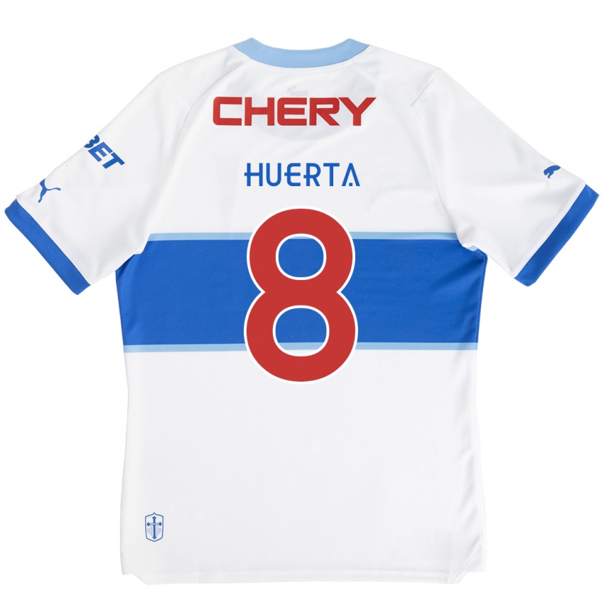 Niño Camiseta Valber Huerta #8 Blanco Azul 1ª Equipación 2024/25 La Camisa