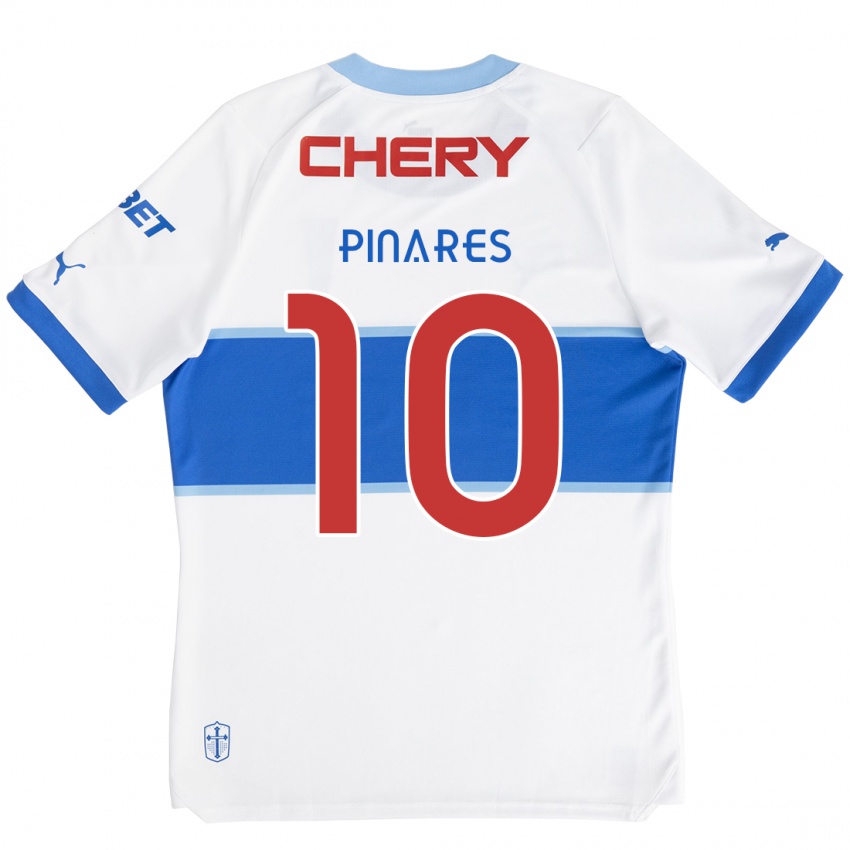 Niño Camiseta César Pinares #10 Blanco Azul 1ª Equipación 2024/25 La Camisa