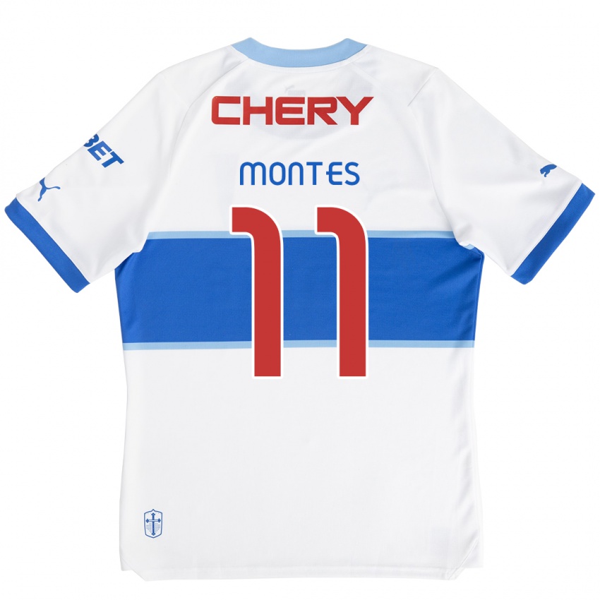 Niño Camiseta Clemente Montes #11 Blanco Azul 1ª Equipación 2024/25 La Camisa