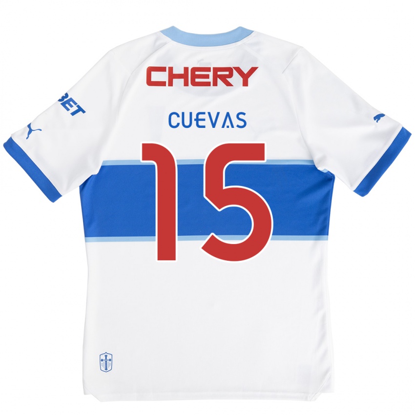 Niño Camiseta Cristian Cuevas #15 Blanco Azul 1ª Equipación 2024/25 La Camisa