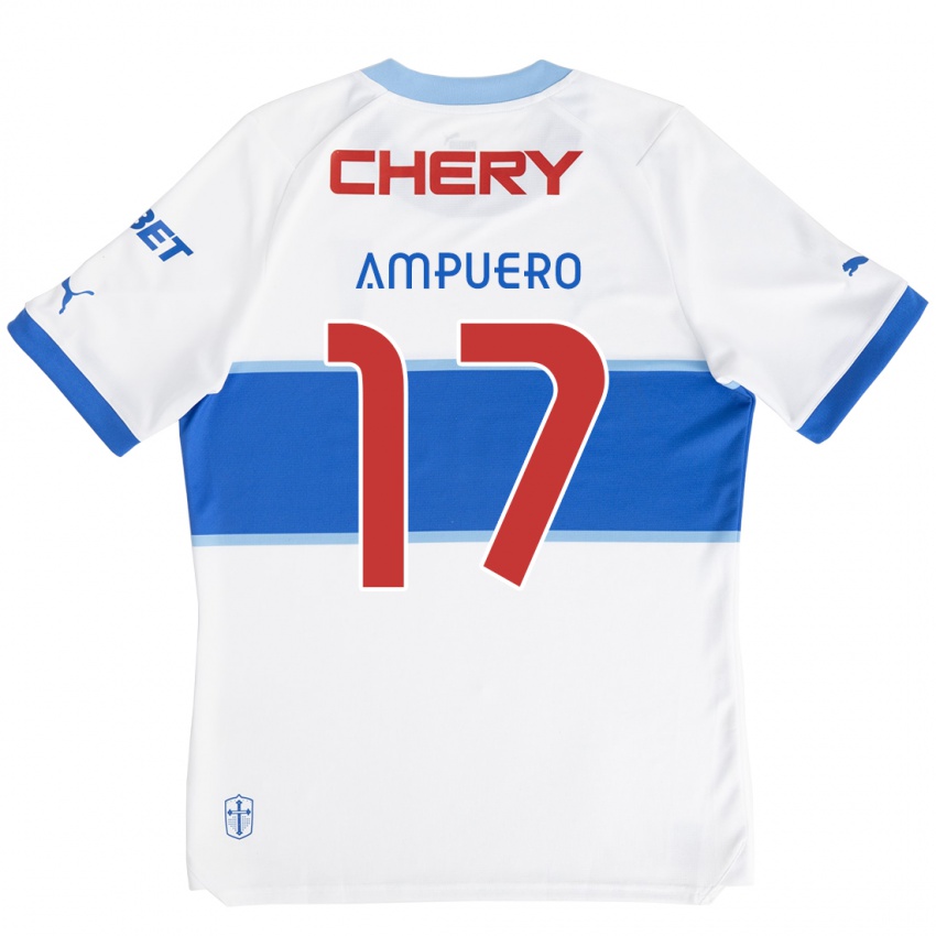 Niño Camiseta Branco Ampuero #17 Blanco Azul 1ª Equipación 2024/25 La Camisa