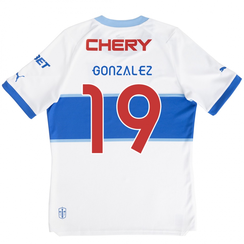 Niño Camiseta Bryan González #19 Blanco Azul 1ª Equipación 2024/25 La Camisa