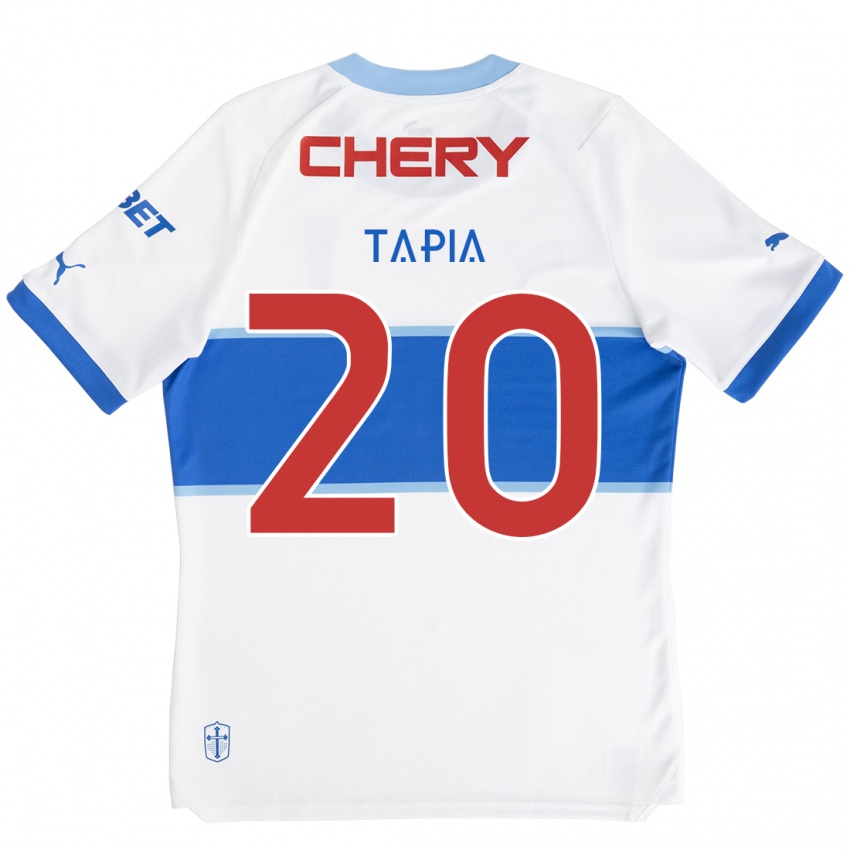 Niño Camiseta Gonzalo Tapia #20 Blanco Azul 1ª Equipación 2024/25 La Camisa