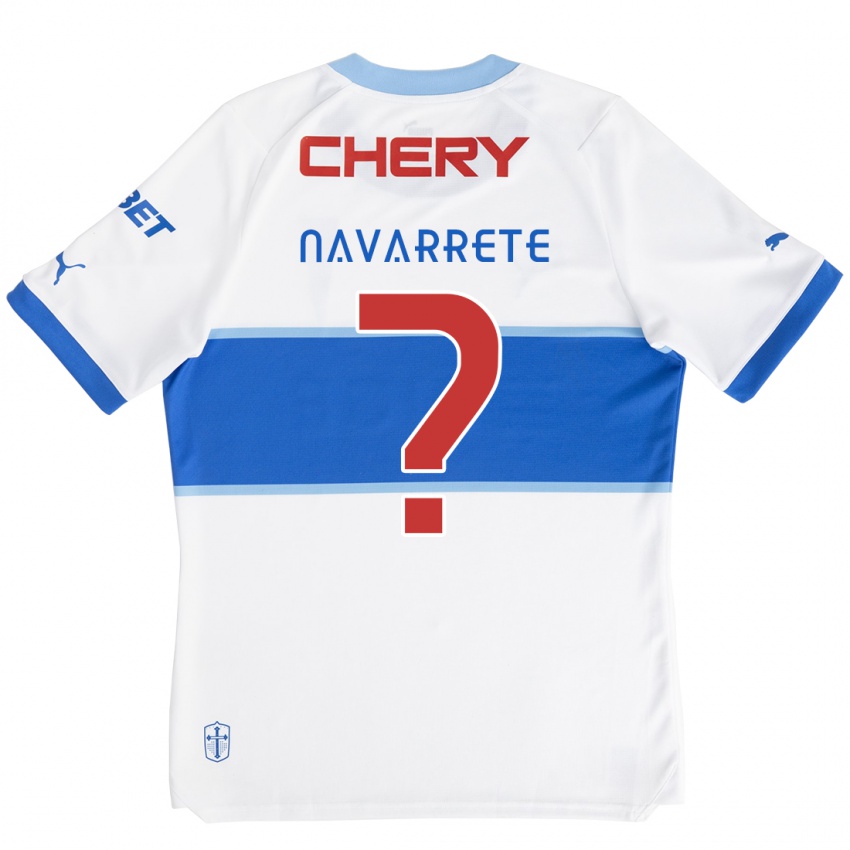 Niño Camiseta Carlos Navarrete #0 Blanco Azul 1ª Equipación 2024/25 La Camisa