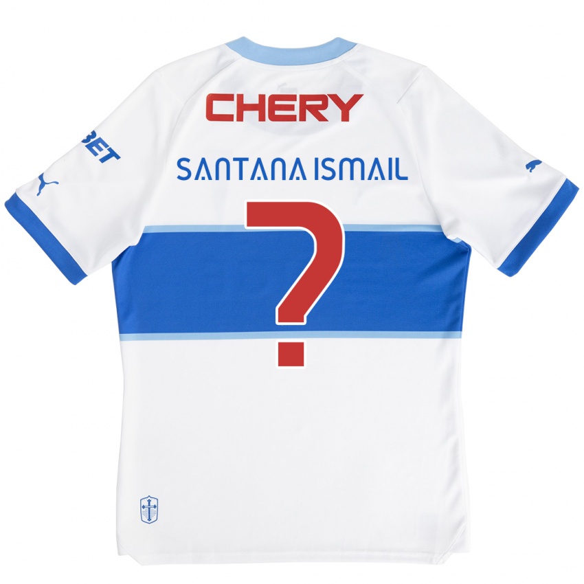 Niño Camiseta Benjamin Santana Ismail #0 Blanco Azul 1ª Equipación 2024/25 La Camisa