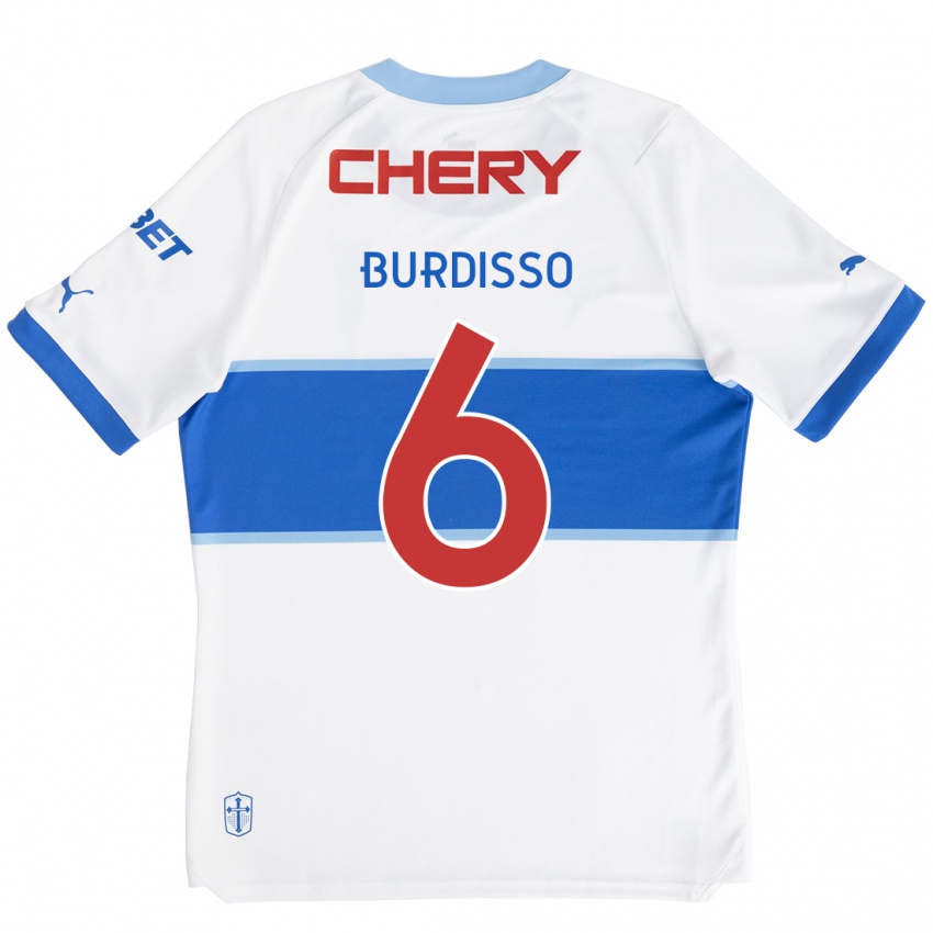 Niño Camiseta Guillermo Burdisso #6 Blanco Azul 1ª Equipación 2024/25 La Camisa