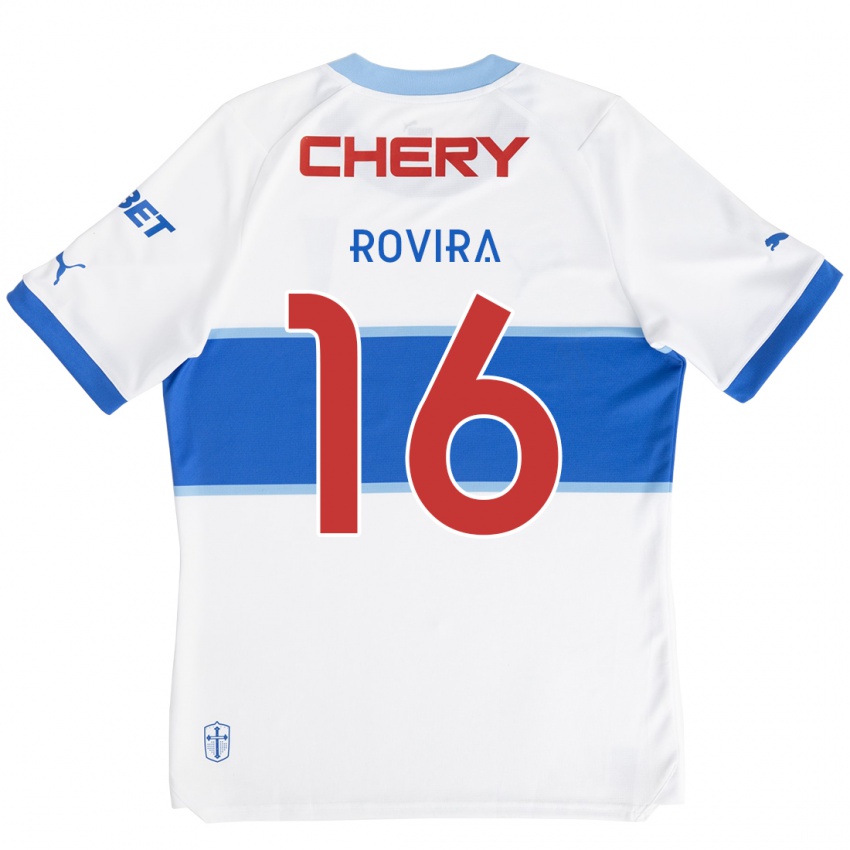 Niño Camiseta Brayan Rovira #16 Blanco Azul 1ª Equipación 2024/25 La Camisa