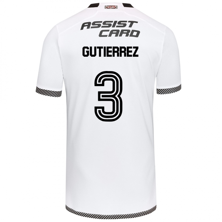 Niño Camiseta Daniel Gutiérrez #3 Blanco Negro 1ª Equipación 2024/25 La Camisa