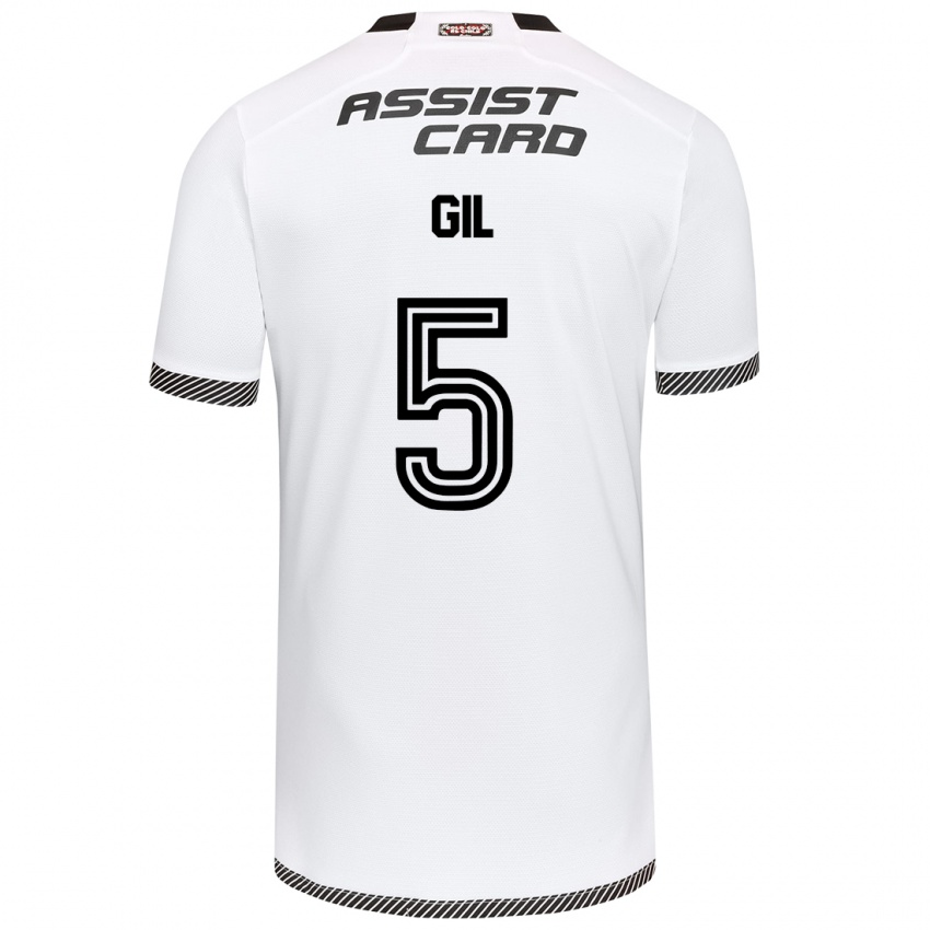 Niño Camiseta Leonardo Gil #5 Blanco Negro 1ª Equipación 2024/25 La Camisa