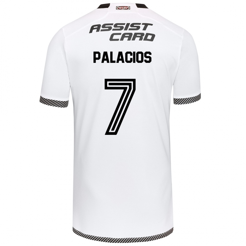 Niño Camiseta Carlos Palacios #7 Blanco Negro 1ª Equipación 2024/25 La Camisa