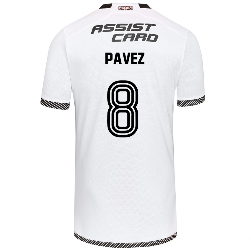 Niño Camiseta Esteban Pavez #8 Blanco Negro 1ª Equipación 2024/25 La Camisa