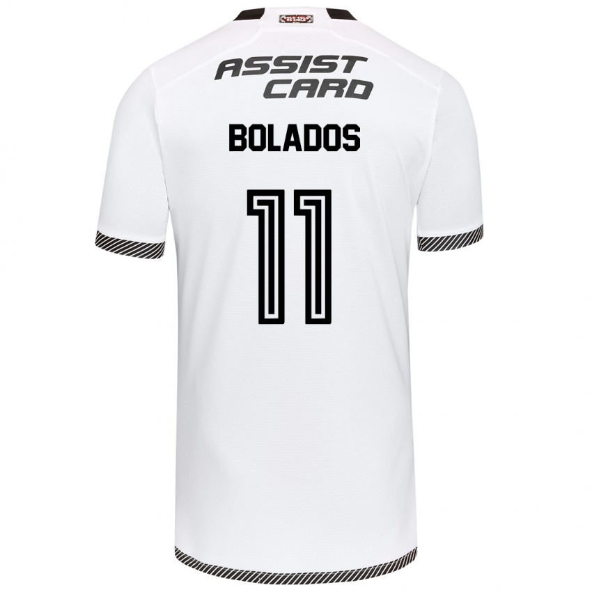 Niño Camiseta Marcos Bolados #11 Blanco Negro 1ª Equipación 2024/25 La Camisa