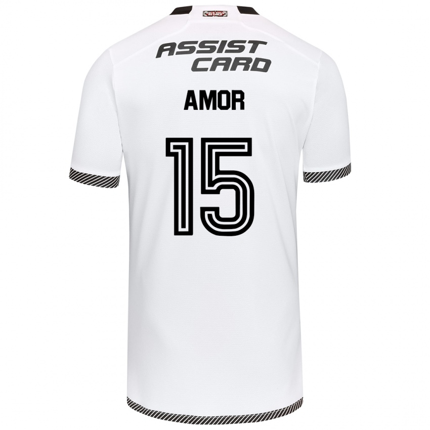 Niño Camiseta Emiliano Amor #15 Blanco Negro 1ª Equipación 2024/25 La Camisa