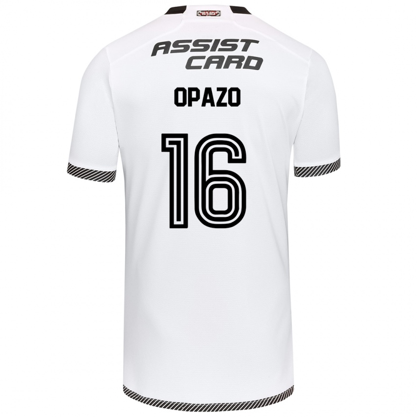 Niño Camiseta Óscar Opazo #16 Blanco Negro 1ª Equipación 2024/25 La Camisa