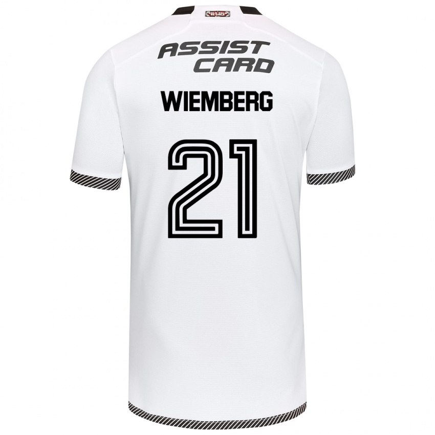 Niño Camiseta Erick Wiemberg #21 Blanco Negro 1ª Equipación 2024/25 La Camisa