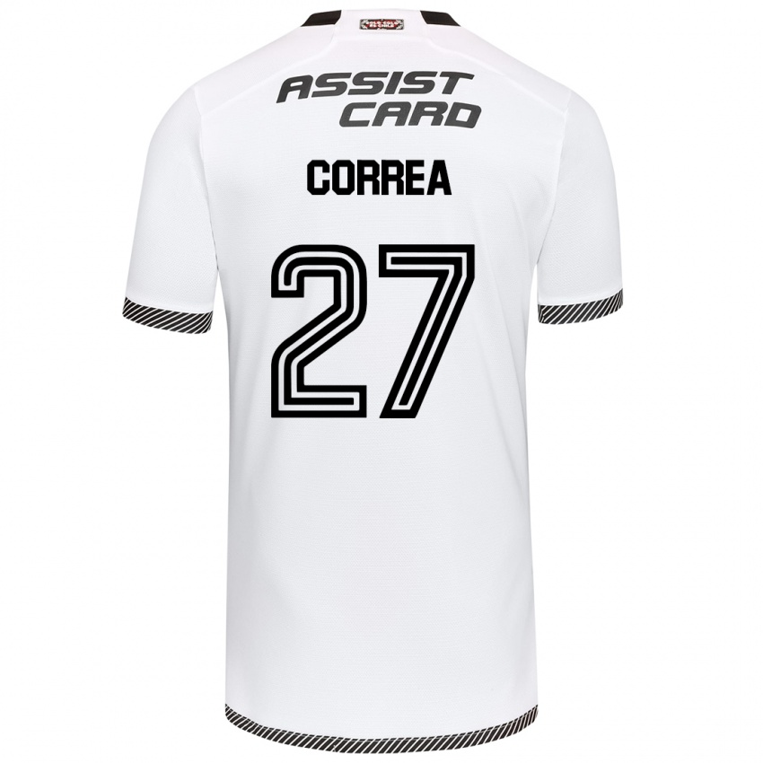 Niño Camiseta Javier Correa #27 Blanco Negro 1ª Equipación 2024/25 La Camisa