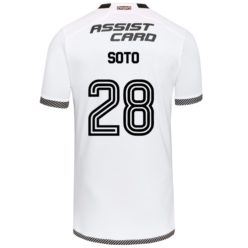 Niño Camiseta Lucas Soto #28 Blanco Negro 1ª Equipación 2024/25 La Camisa