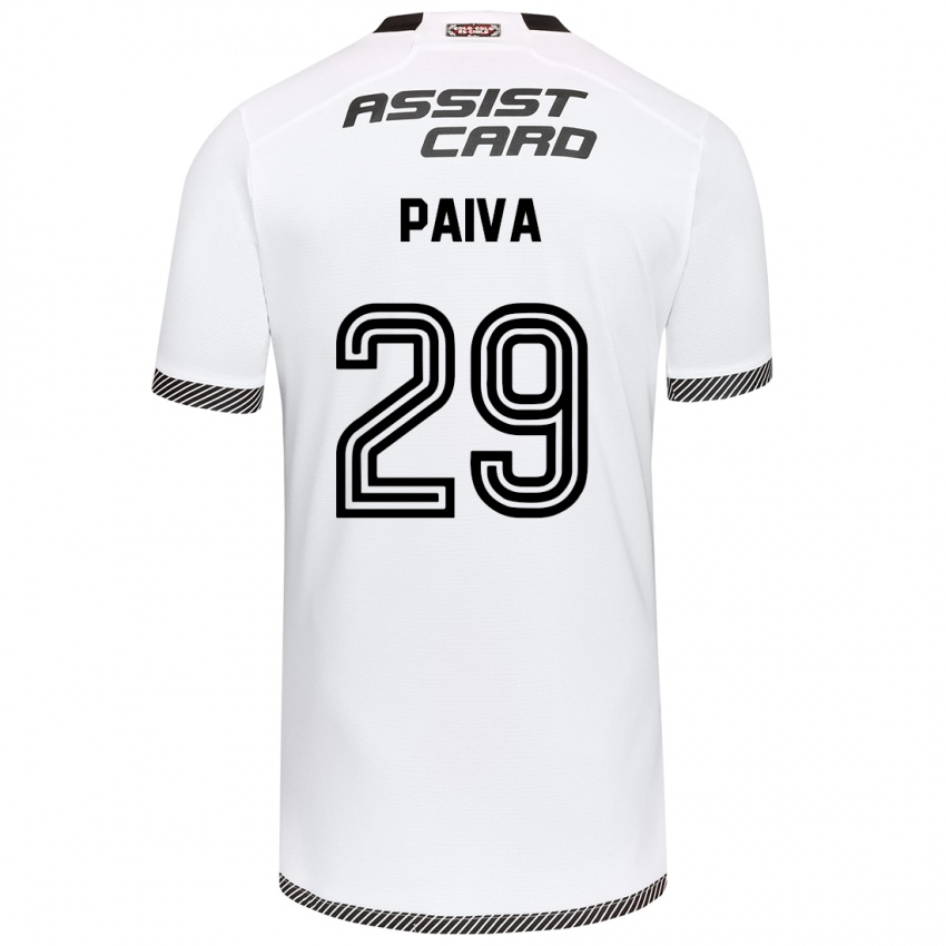 Niño Camiseta Guillermo Paiva #29 Blanco Negro 1ª Equipación 2024/25 La Camisa