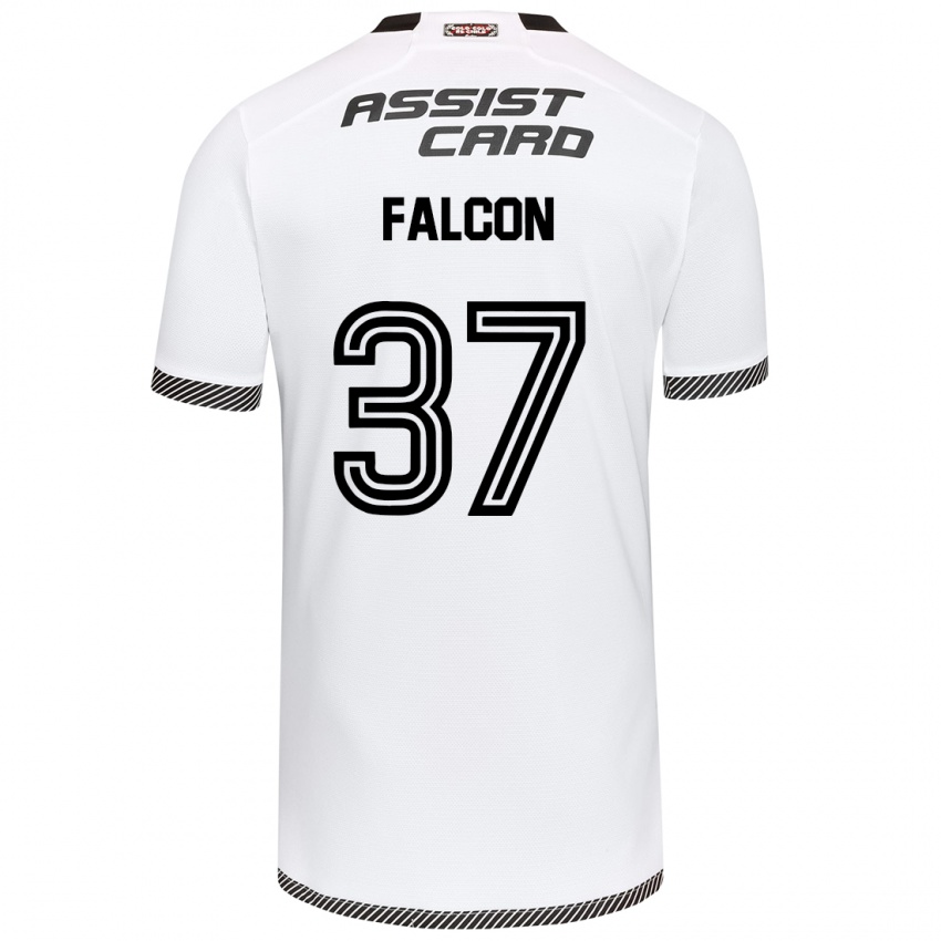 Niño Camiseta Maximiliano Falcón #37 Blanco Negro 1ª Equipación 2024/25 La Camisa