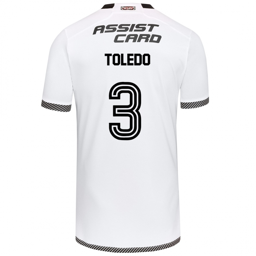 Niño Camiseta Miguel Toledo #3 Blanco Negro 1ª Equipación 2024/25 La Camisa