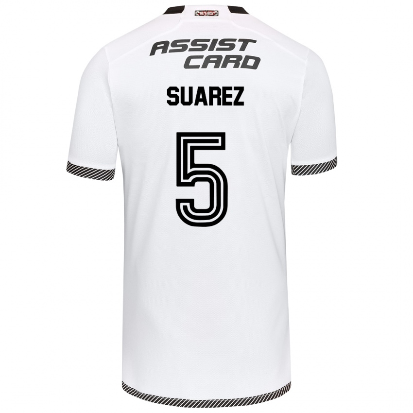 Niño Camiseta Nicolás Suarez #5 Blanco Negro 1ª Equipación 2024/25 La Camisa