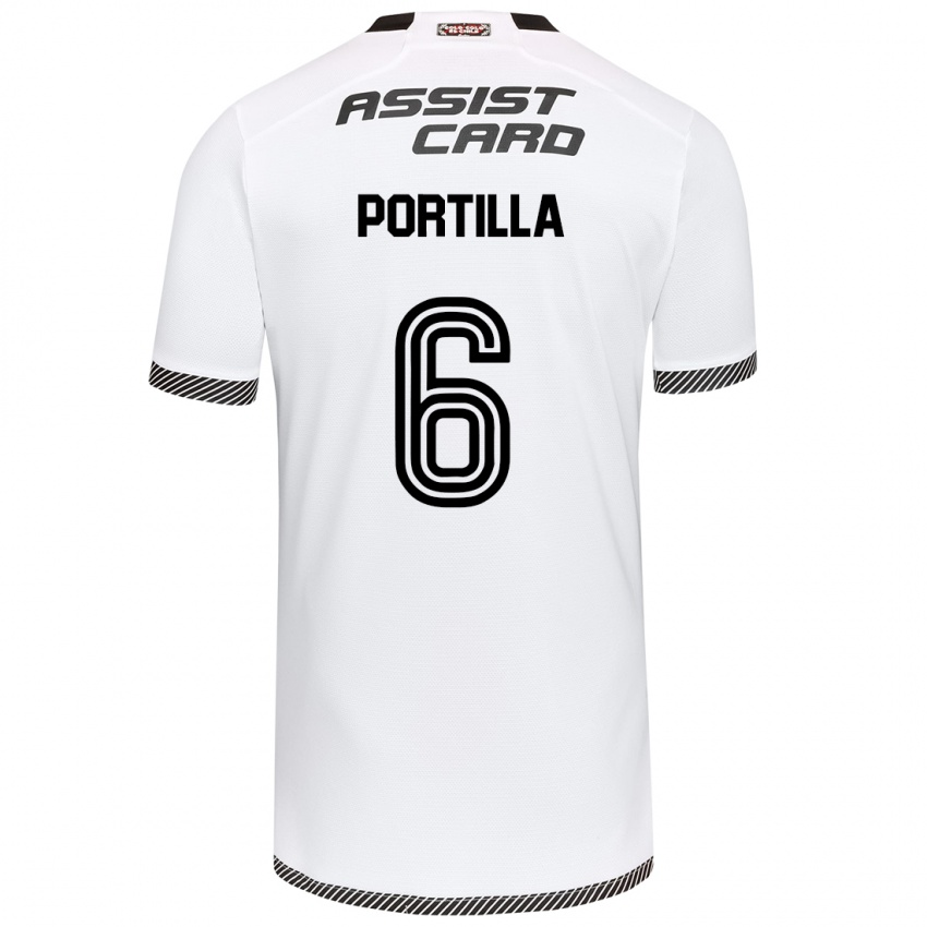 Niño Camiseta Dylan Portilla #6 Blanco Negro 1ª Equipación 2024/25 La Camisa