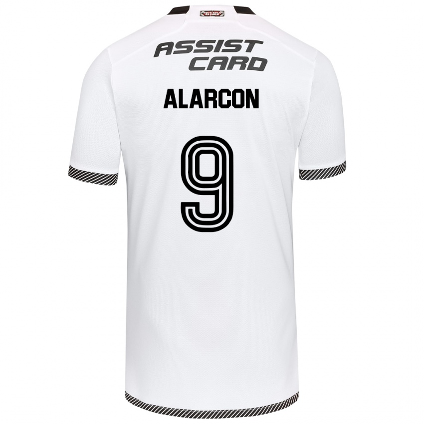 Niño Camiseta Cristian Alarcón #9 Blanco Negro 1ª Equipación 2024/25 La Camisa