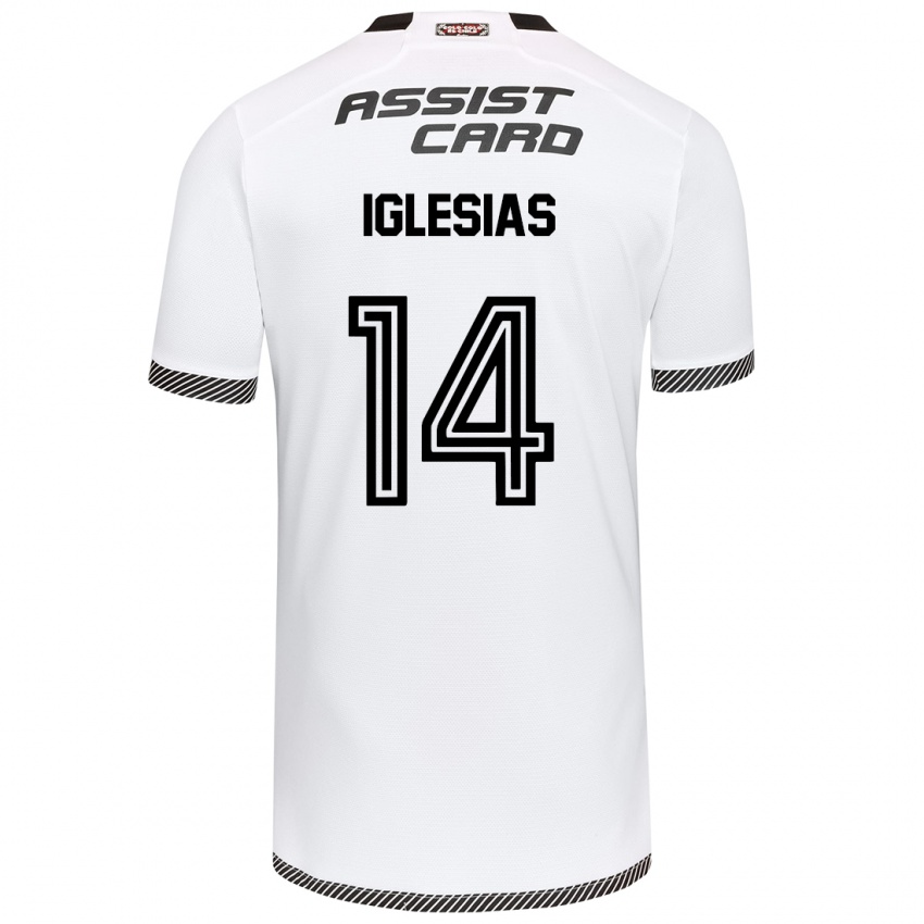 Niño Camiseta Luciano Iglesias #14 Blanco Negro 1ª Equipación 2024/25 La Camisa