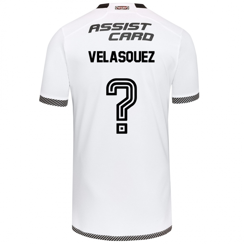 Niño Camiseta Milovan Velásquez #0 Blanco Negro 1ª Equipación 2024/25 La Camisa