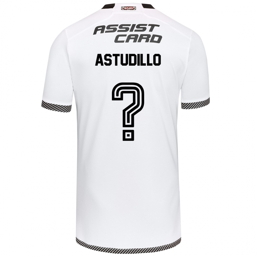 Niño Camiseta Jerall Astudillo #0 Blanco Negro 1ª Equipación 2024/25 La Camisa